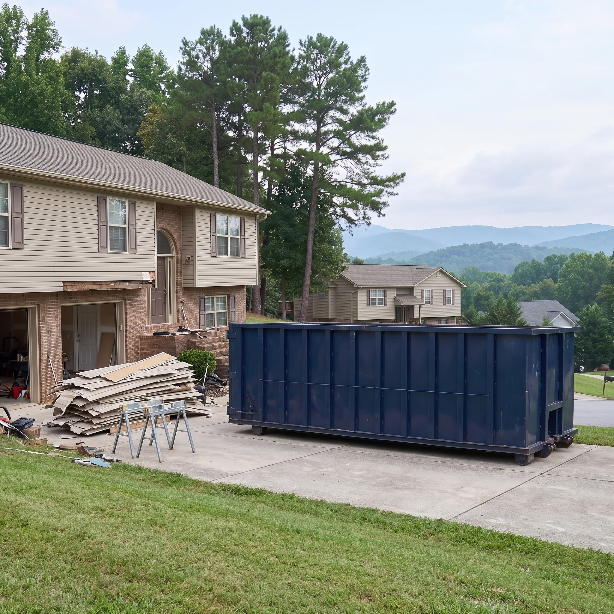 Dumpster on a Franklin County, NC job site